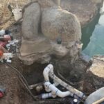 Underground pool plumbing leak exposed after sonar confirmation