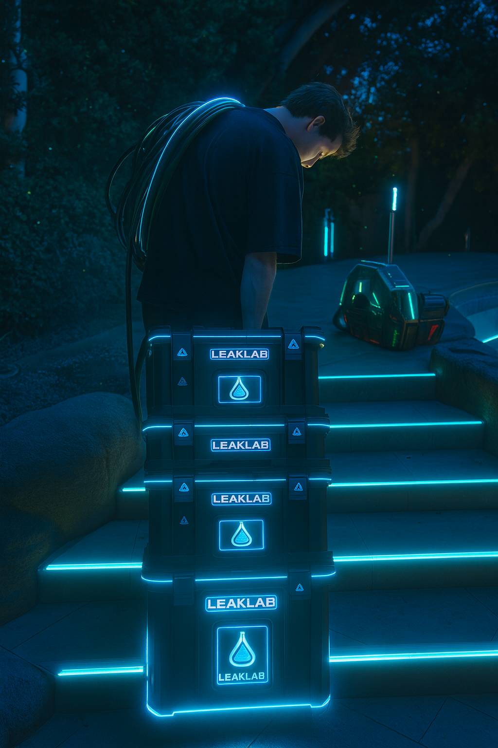 High sensitivity acoustic leak detection equipment for pool plumbing