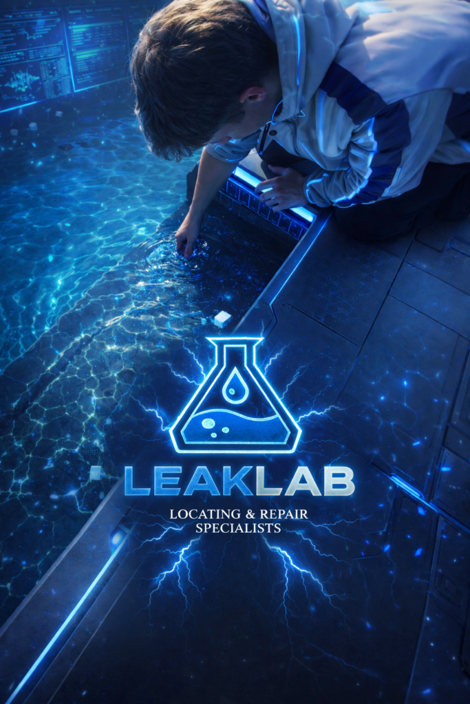 Dye testing around pool skimmer to identify water leak in Mesa Arizona